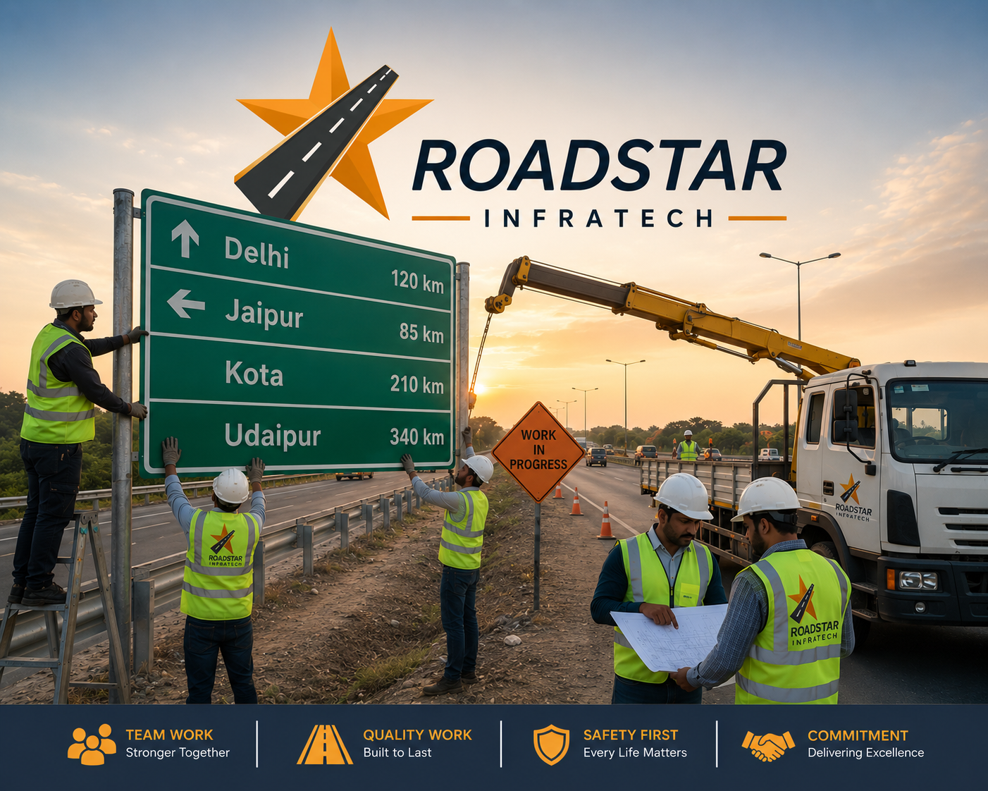 Signage installation team on-site